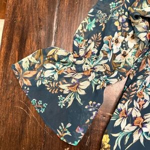 Anthropologie Mauve Blouse With Bell Sleeves